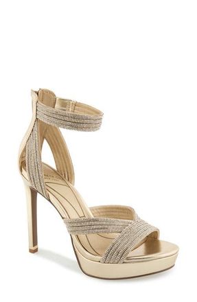 Kenneth Cole Nadine Ankle Strap Platform Sandal in Light Gold Crystal at Nordstrom, Size 7.5
