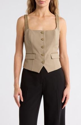 DKNY Button Front Vest in Taupe at Nordstrom Rack, Size 10