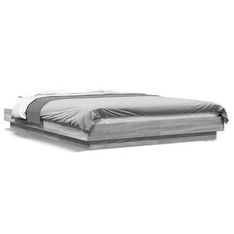 Berkfield Home Bed Frame with LED Lights without Mattress Grey Sonoma 120x200cm | Size: Small Double