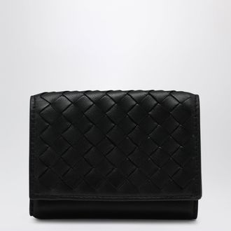 Bottega Veneta Black Intrecciato tri-fold wallet