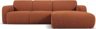 MICADONI Sofá esquinero derecho 4 plazas de tejido bouclé marrón