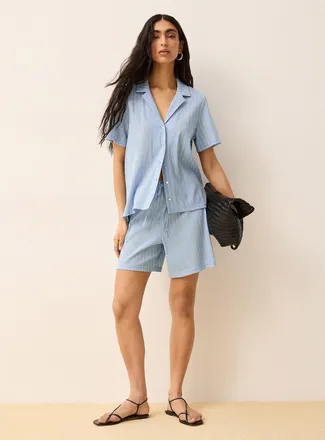 Icone Womens Irregular stripes piqu&eacute; short