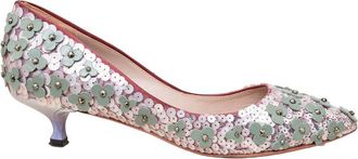 Loewe Womens Leather Flower Bead Embellished Pump - 20S (Authentic Pre- Loved)