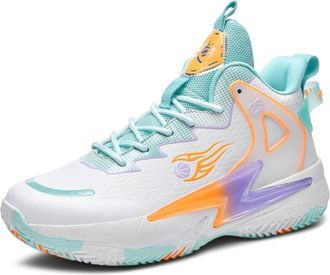 Generic Unisex High Top Basketball Shoes with Anti Slip Grip Comfortable Outdoor Training Sports Boots for Couples Walking Shoes(Green,3.5 UK)