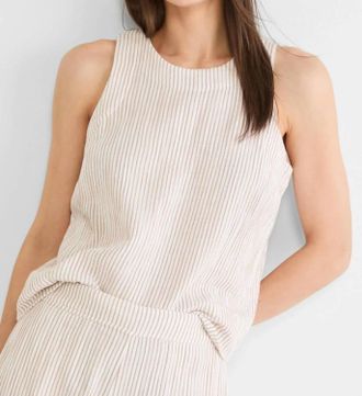 Nic+Zoe Pin Stripe Gauze Pop On Tank Top In Neutral Mix