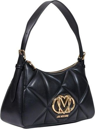 Love Moschino Womens Quilted Geometric Polyurethane Shoulder Bag Black