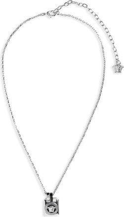 Versace Enamel Pendant Necklace in Palladium-Black at Nordstrom