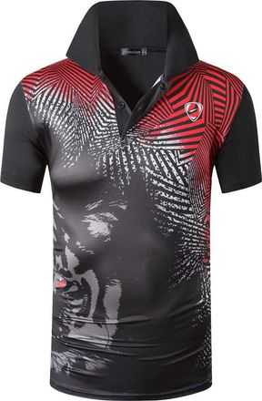 Jeansian Mens Short Sleeve Polo T-Shirts Wicking Breathable Running Training Sports Tee Tops LSL265 Black XL