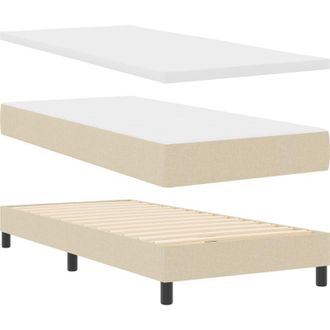vidaXL Box Spring Bed with Mattress Cream 200 x 160 cm Polyester vidaXL