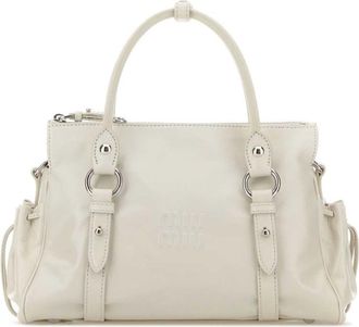 Miu Miu White Logo Medium Shoulder Bag