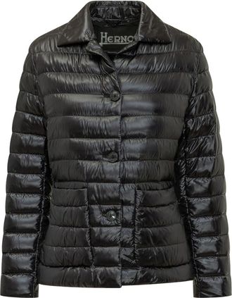 Herno Black Quilted Shirt Collar Jacket