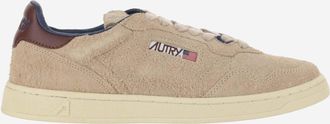 Autry Medalist Low Sneakers In Suede Hair Sand Effect