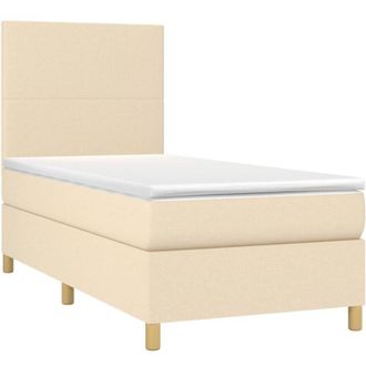vidaXL Cama Box Spring Colch&oacute;n Y Luces Led Tela Crema 80x200 Cm Vidaxl