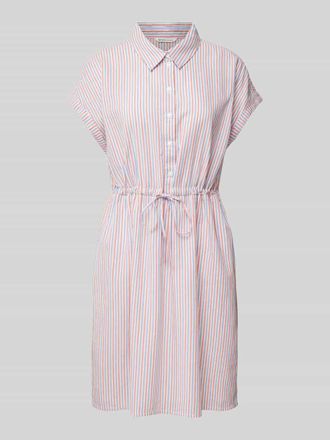 Tom Tailor Denim Hemdblusenkleid aus Viskose mit Streifenmuster in Hellrot, Größe S