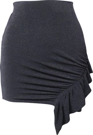 Iro Zilka metallic stretchgebreide minirok in zwart nylon