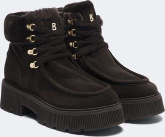 Bogner Turin shearling-trimmed suede lace-up boots