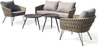 DCB Garden CAPRI - Salotto da giardino 4 posti corda intrecciata acciaio - DCB GARDEN