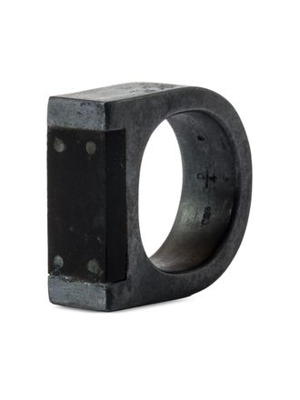 Parts Of Four Plate Single matte jet sterling-silver ring - Black