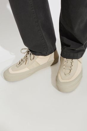 Stone Island Sports Shoes With A Logo Patch, Mens, Cream