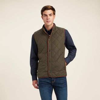 Ariat Mens Woodside Quilted Gilet in Earth, Size X-Small, by Ariat
