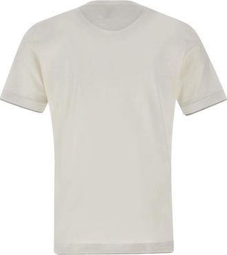 Eleventy Mens T-Shirt Giza Cotton White-Light Grey Melange T-Shirts White/light And Polos