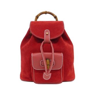 Gucci Red Color Suede Leather Backpack (Pre-Owned)