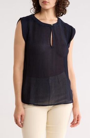 Elie Tahari Cap Sleeve Shirred Top in Navy at Nordstrom Rack, Size X-Small