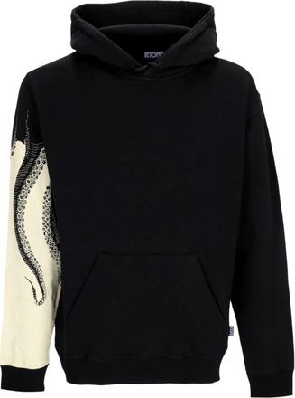 Octopus Zwarte Side Hoodie Lange Mouw - Heren - Hoodies - Zwart - M - Katoen - Hoodies & sweatvesten