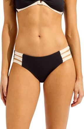 Seafolly Multi Strap Hipster Bikini Bottoms in Black at Nordstrom, Size 12 Us