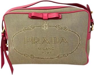 Prada Pre-owned Camera Corda Peonia Crossbody Clutch Bag - Dames - Vintage Schoudertas - Beige - ONE Size - Leer - Vintage