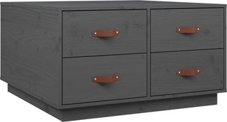 vidaXL Vidaxl - Mesa De Centro De Madera Maciza De Pino Gris 80x80x45 Cm