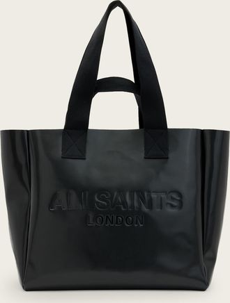 AllSaints Womens Cow Leather Izzy Embossed Logo Leather Tote Bag, Size: 41x36x19cm