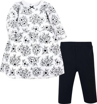 Hudson Baby Quilted Cotton Dress and Leggings in Black Toile at Nordstrom, Size 18-24M