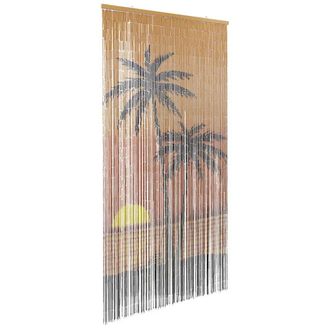 vidaXL Cortina Para Puerta Insectos Estampado Palmeras 100x200cm Bamb&uacute; Vidaxl