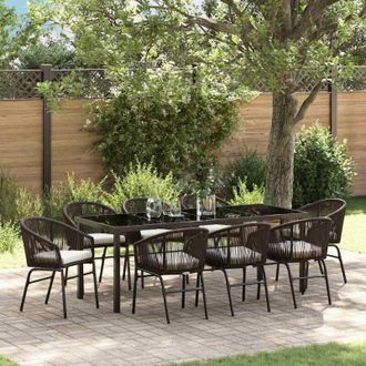 vidaXL Conjunto De Comedor De Jard&iacute;n 9 Pcs Marr&oacute;n Vidaxl