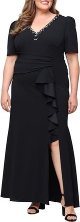 Alex Evenings Embellished Stretch Crepe Gown in Black at Nordstrom, Size 22W