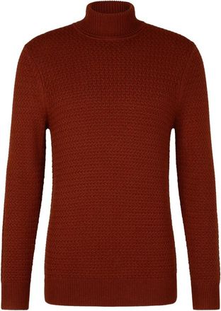Strellson Fold-over Collar Sweater - Heren - Coltruien - Bruin - M - Wol - Truien & Vesten