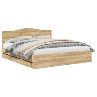 vidaXL Estructura De Cama Roble Sonoma 200 X 200 Cm Madera Ingenieril Vidaxl