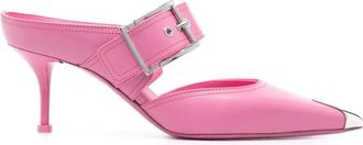 Alexander McQueen Roze Metallic Teenkap Muiltjes - Dames - Muiltjes - Roze - 35 EU - Leer - Schoenen