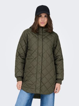 Only Steppmantel ONLY ONLJULIET QUILTED HOOD ZIP COAT OTW NOOS, Damen, Gr. XL, kalamata, Steppware, Obermaterial: 100% Polyester, unifarben, Po-bedeckend, 