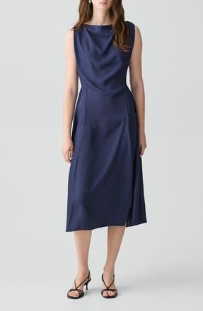 Theory Boat Neck Midi Dress in Nocturne Navy at Nordstrom, Size 12
