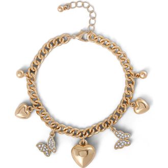Jessica Simpson Heart & Butterfly Gold-Tone Bracelet at Nordstrom
