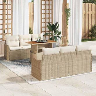 vidaXL Vidaxl - Conjunto De Sof&aacute; De Jard&iacute;n 7 Pcs Beige Y Crema 100 X 55 X 73 Cm