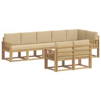 vidaXL Conjunto De Sof&aacute;s De Exterior Con Coj&iacute;n 8 Pcs Y Beige Poli&eacute;ster Vidaxl
