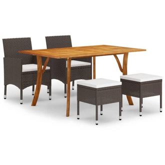 vidaXL Juego De Comedor De Jard&iacute;n De 5 Piezas Marr&oacute;n Vidaxl