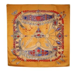 Herm&egrave;s Pre-owned Scarves, female, Orange, Size: ONE SIZE Pre-owned Terres Precieuses Scarf