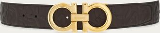 Ferragamo Men Reversible and adjustable Gancini belt Brown