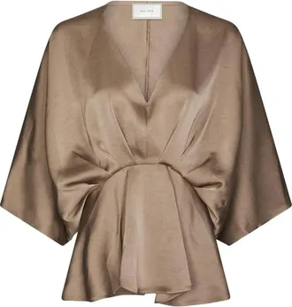 Neo Noir Dames, Blouses & Shirts, Bruin, Maat: S Satijn