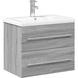 vidaXL Mobile da Bagno con Lavabo Integrato Grigio Sonoma vidaXL