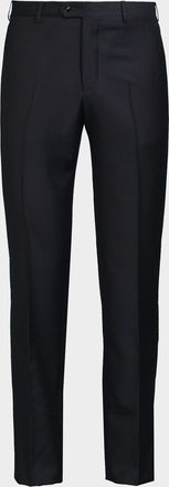 Giorgio Armani Men & apos;s Solid Wool Flat-Front Trousers